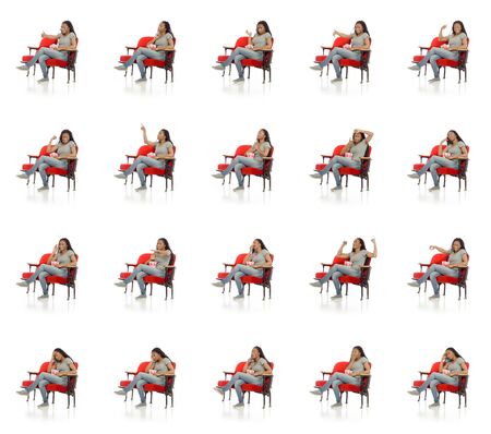 Collage of different facial expressionsの写真素材