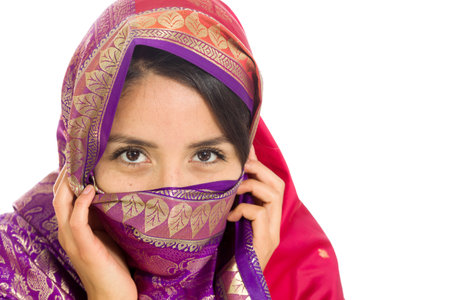 Model shot in studio on whiteの写真素材