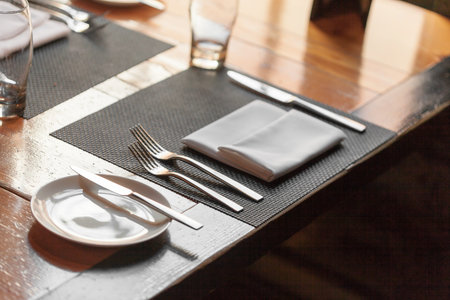 Close-up of place setting on table
