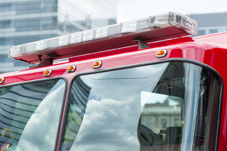 Fire engine truck with emergency lights
