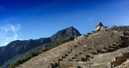Low angle view of staircase, Machu Picchu, Cusco Region, Urubamba Province, Machupicchu District,...
