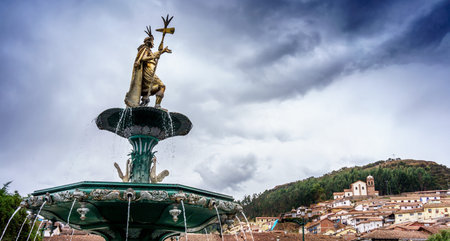 Low angle view of a statue, Plaza de Armas, Cusco, Peru