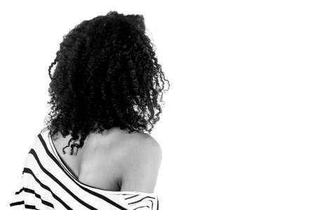 attractive woman on plein background shot in studio with soft lights with an interesting expression and dramatic lighting Black And White, b&wの写真素材