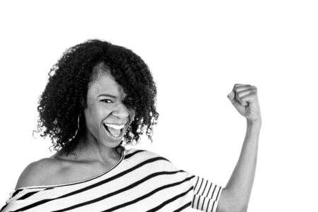 attractive woman on plein background shot in studio with soft lights with an interesting expression and dramatic lighting Black And White, b&wの写真素材