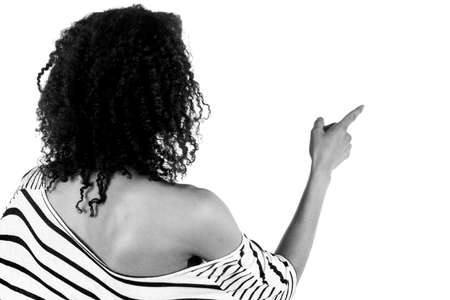 attractive woman on plein background shot in studio with soft lights with an interesting expression and dramatic lighting Black And White, b&wの写真素材