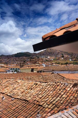 Architecture, Building Exterior, Built Structure, City, Cityscape, Cloud - Sky, Colour Image, Crowded, Cusco City, Day, House, Mountain, No People, Outdoors, Peru, Photography, Peruvian Culture, Residential Building, Residential District, Residential Struの写真素材