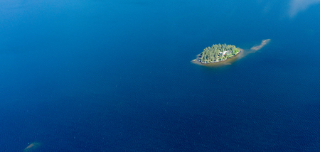 contryside ontario canada nature aerial views lake forestの写真素材