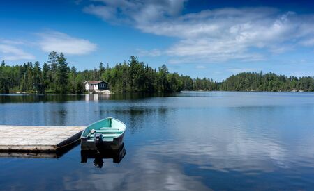 contryside ontario canada nature sunny day on the lakeの写真素材
