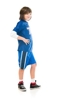 male kid child model isolated white backgroundの写真素材
