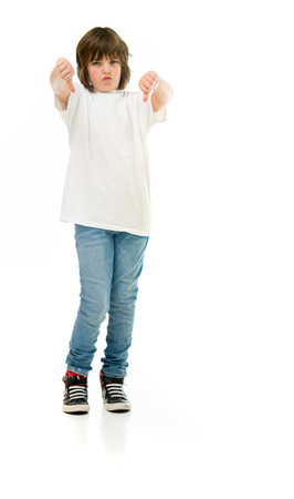 model isolated white background thumbs down negativityの写真素材