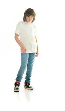 male kid child model isolated white backgroundの写真素材