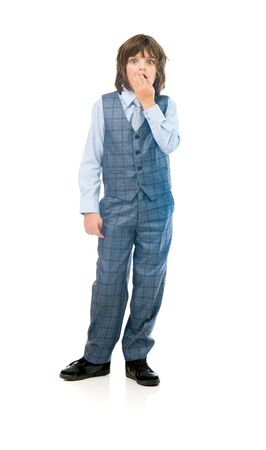 model isolated white background worried mistakeの写真素材