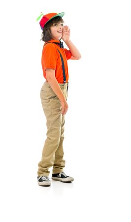 model isolated white background talking voice shoutingの写真素材