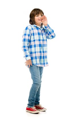 model isolated white background talking voice shoutingの写真素材