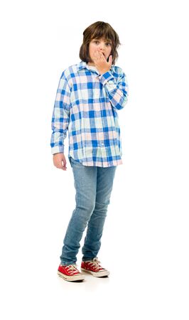 model isolated white background worried mistakeの写真素材