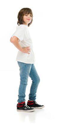male kid child model isolated white backgroundの写真素材