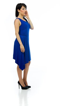 model isolated white background talking voice shoutingの写真素材