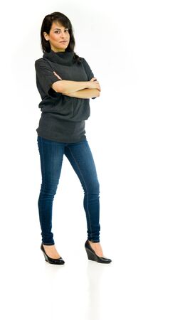 female woman model isolated white backgroundの写真素材