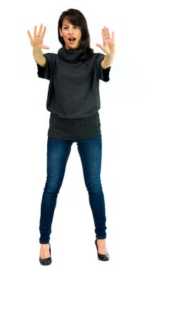 model isolated white background angry stop haltの写真素材