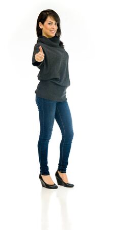 model isolated white background thumbs up posivityの写真素材