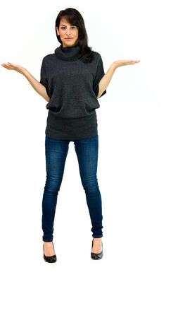 model isolated white background uncertained puzzled confusedの写真素材