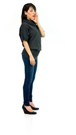 model isolated white background talking voice shoutingの写真素材