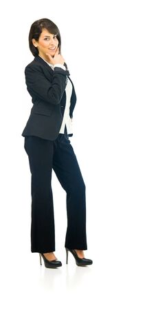 model isolated white background contemplate doubt ideaの写真素材