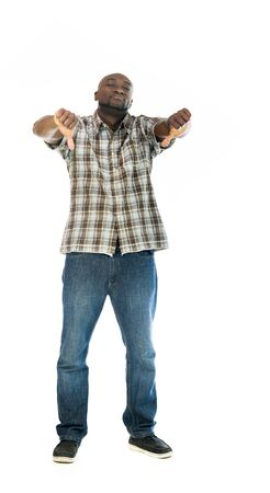 model isolated white background thumbs down negativityの写真素材
