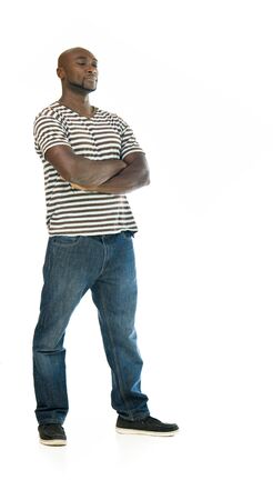 black man model isolated white backgroundの写真素材
