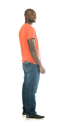 black man model isolated white backgroundの写真素材