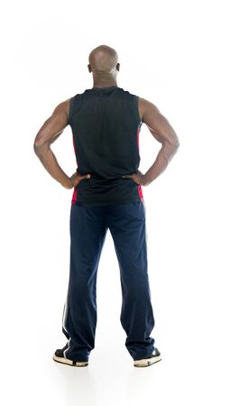 black man model isolated white backgroundの写真素材
