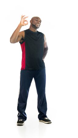 model isolated white background  ok hand sign gestureの写真素材