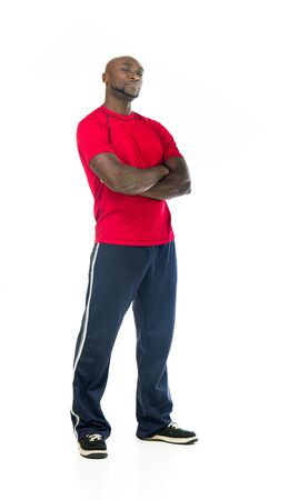black man model isolated white backgroundの写真素材