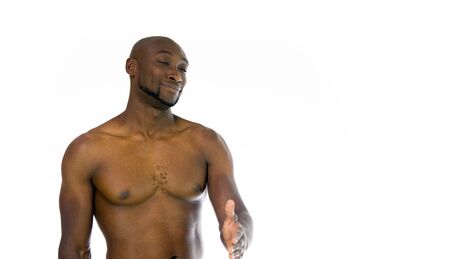 black man model isolated white backgroundの写真素材