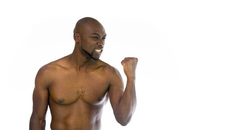 model isolated white background showing fistの写真素材