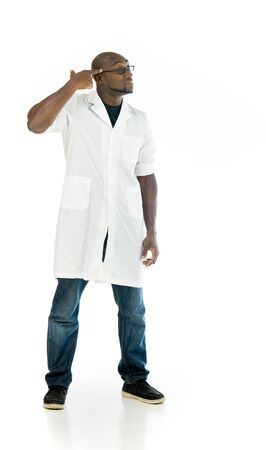 black man model isolated white backgroundの写真素材
