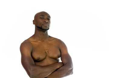 black man model isolated white backgroundの写真素材