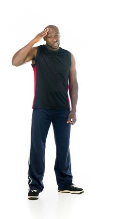 black man model isolated white backgroundの写真素材
