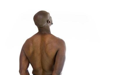 black man model isolated white backgroundの写真素材