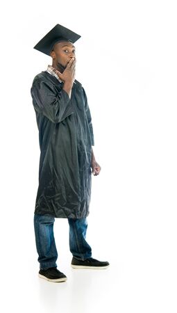 model isolated white background worried mistakeの写真素材