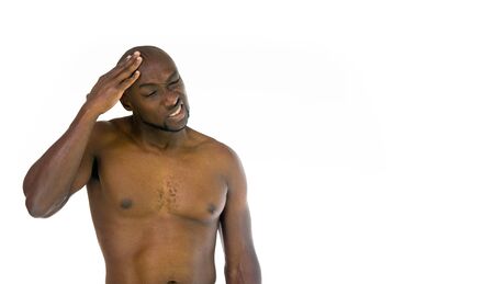 black man model isolated white backgroundの写真素材