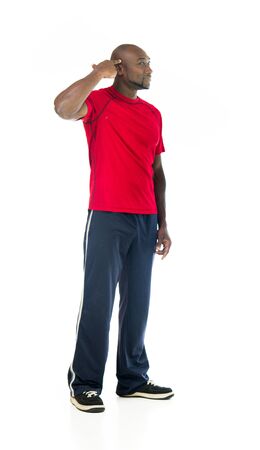 black man model isolated white backgroundの写真素材