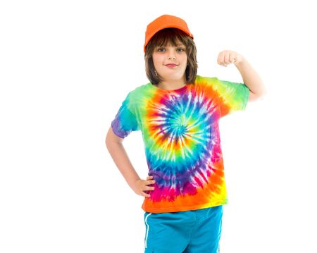 model isolated white background arm curl showing strengthの写真素材