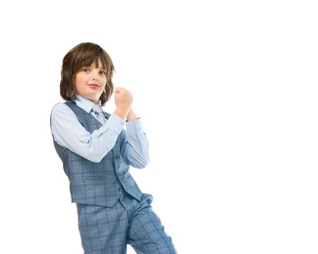 male kid child model isolated white backgroundの写真素材