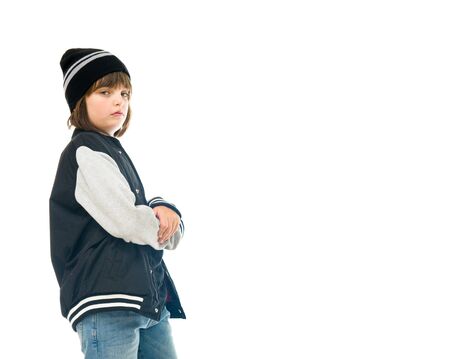 male kid child model isolated white backgroundの写真素材