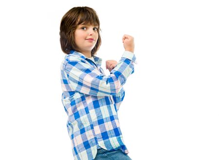 male kid child model isolated white backgroundの写真素材