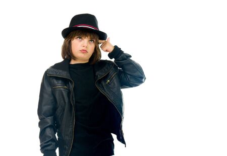 male kid child model isolated white backgroundの写真素材