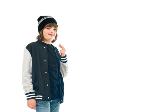 model isolated white background fingers crossed for luckの写真素材