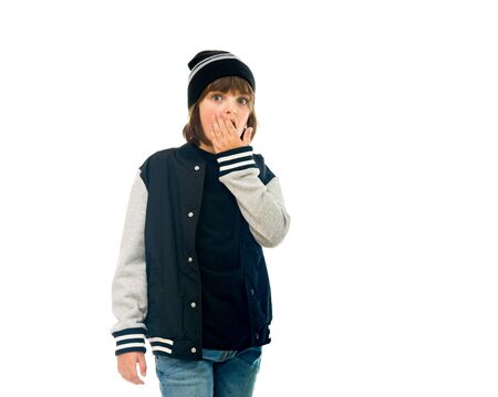 male kid child model isolated white backgroundの写真素材