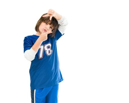 model isolated white background focus framing hand gestureの写真素材